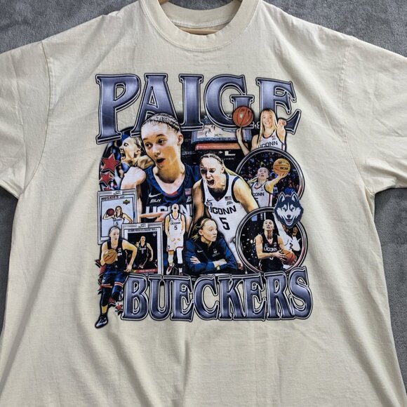 Game Changer Shirt Men 2XL Paige Bueckers UConn Huskies Cream Oversized Tee - Picture 2 of 7